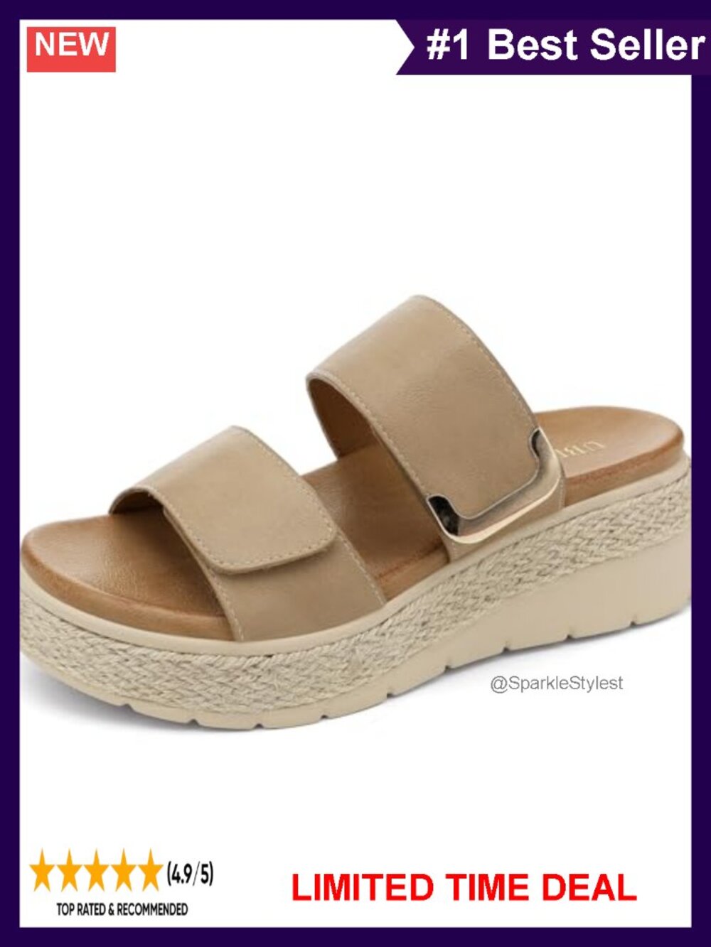 Platform Wedge Sandals Orthopedic Arch Support Slip-On Espadrille